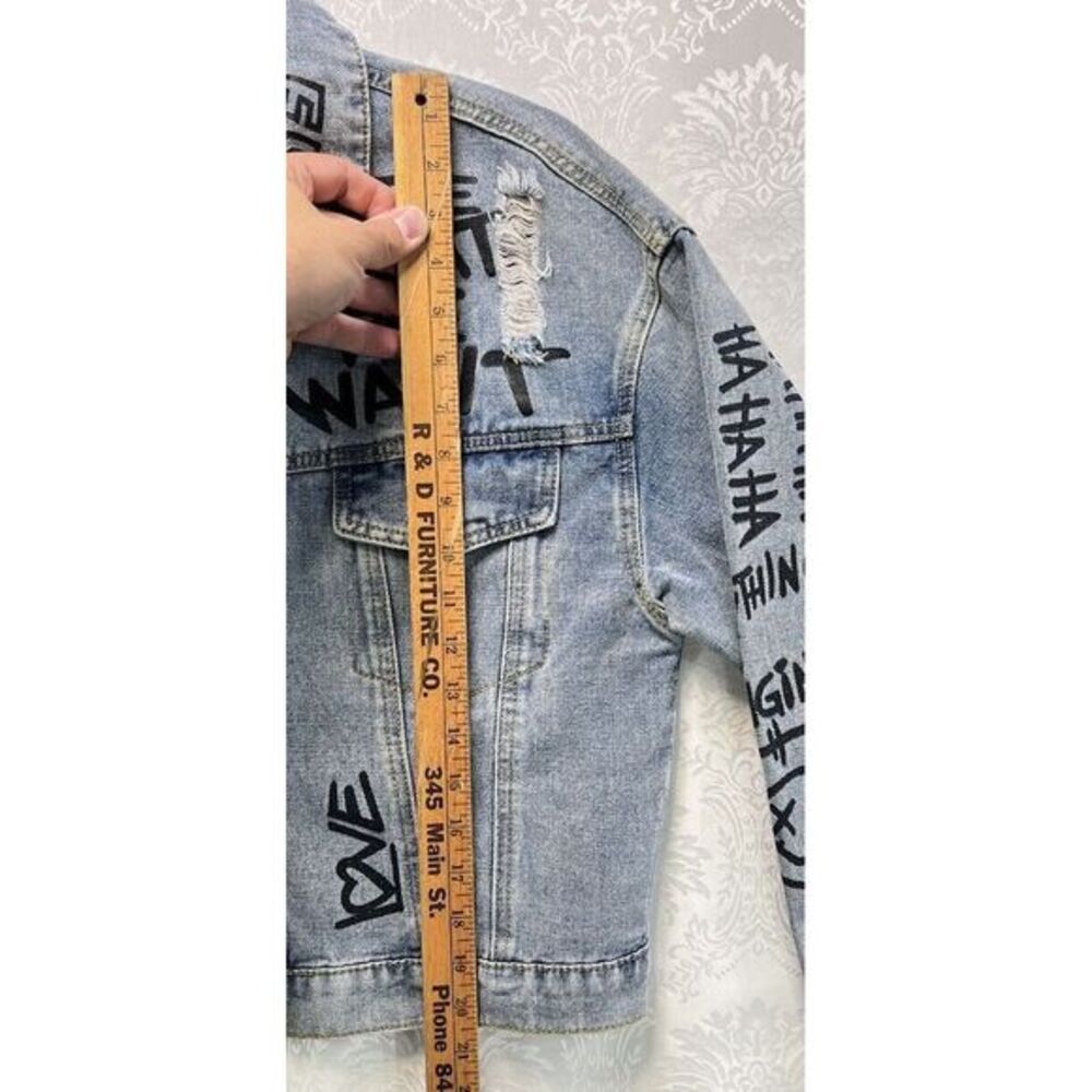 Pre-Loved - Blue Graffiti Jacket - Trendy Distressed Style - Women - See Images - Picture 15 of 17